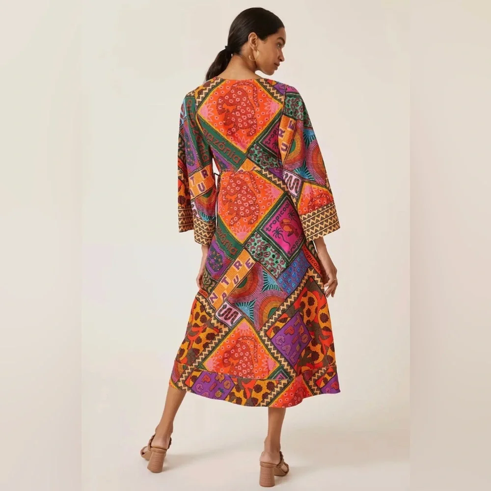 NWT Farm Rio Midi Dotted Patch Scarf Dress Size S - Picture 3 of 16